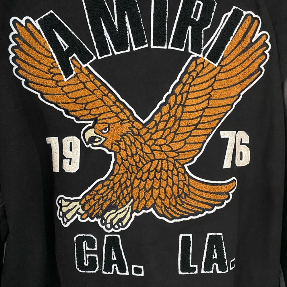 AMIRI Eagle Varsity Logo Leather Panel
Bomber Collar Jacket - Picture 10 of 10